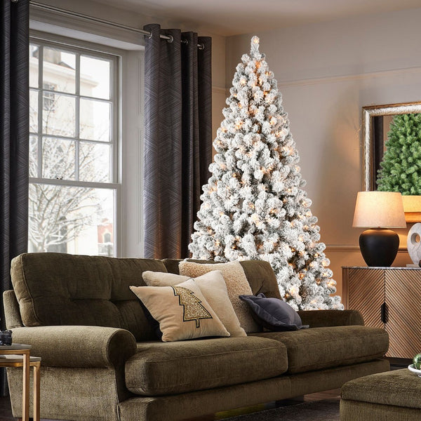 HomeRoots 6' Pre Lit Snowy Flocked Spruce Christmas Tree with Warm LED Lights - Easy Setup & Lush Green Needles 709818
