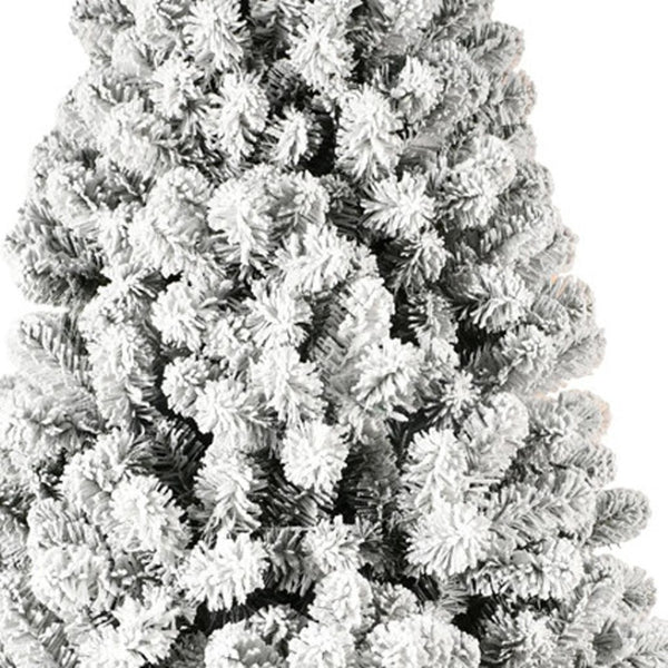 HomeRoots 6' Pre Lit Snowy Flocked Spruce Christmas Tree with Warm LED Lights - Easy Setup & Lush Green Needles 709818