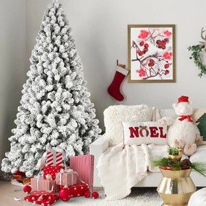 HomeRoots 6' Pre Lit Snowy Flocked Spruce Christmas Tree with Warm LED Lights - Easy Setup & Lush Green Needles 709818