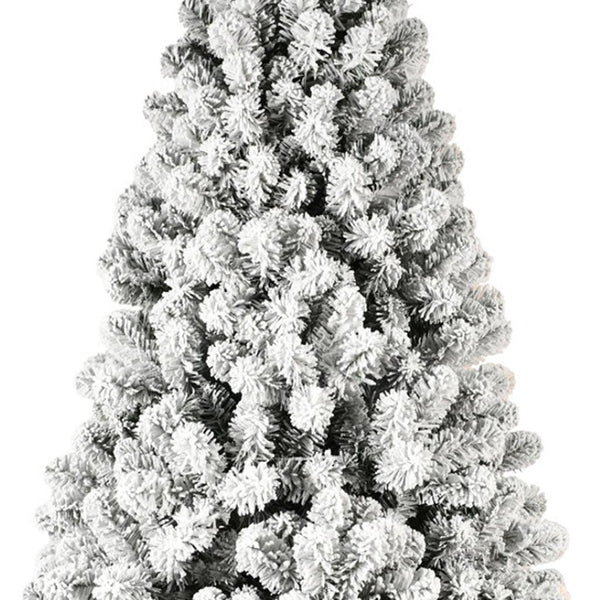 HomeRoots 6' Pre Lit Snowy Flocked Spruce Christmas Tree with Warm LED Lights - Easy Setup & Lush Green Needles 709818