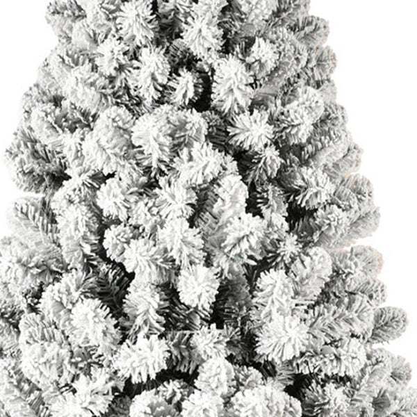 HomeRoots 7' Pre-Lit Flocked Spruce Christmas Tree - Lush, Snow-Dusted Foliage with 400 LED Lights for Effortless Holiday Cheer 709819