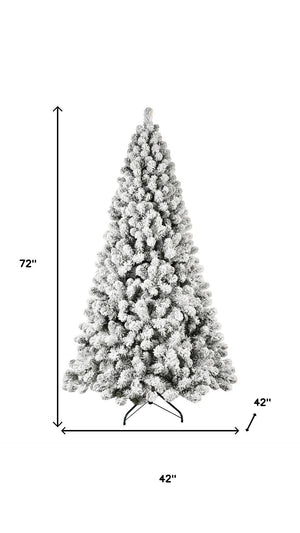 HomeRoots 7' Pre-Lit Flocked Spruce Christmas Tree - Lush, Snow-Dusted Foliage with 400 LED Lights for Effortless Holiday Cheer 709819