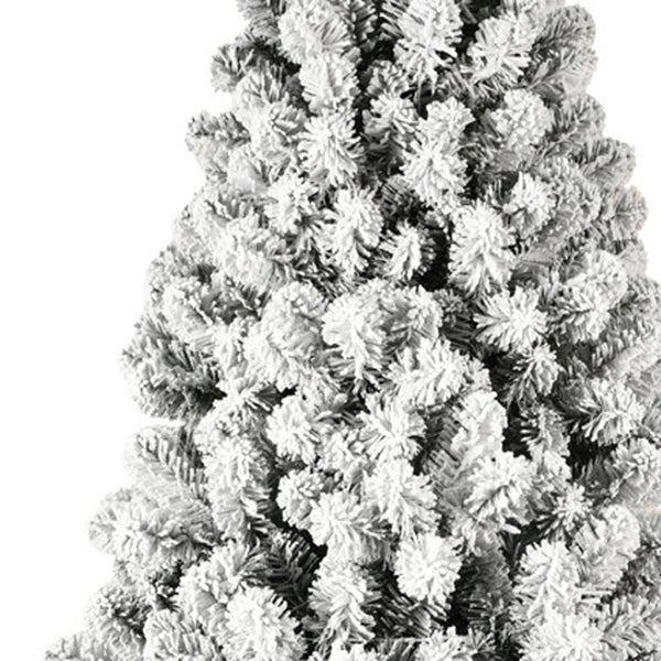 HomeRoots 8' Pre Lit Full Flocked Spruce Christmas Tree - Lush, Snowy Elegance with LED Lights for Festive Cheer 709820
