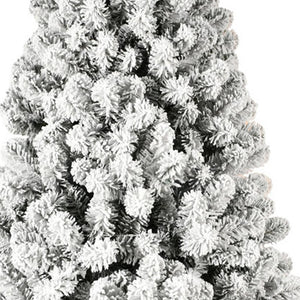 HomeRoots 9' Pre-Lit Flocked Spruce Christmas Tree - Realistic, Full Design with Warm LED Lights for Festive Decor 709821