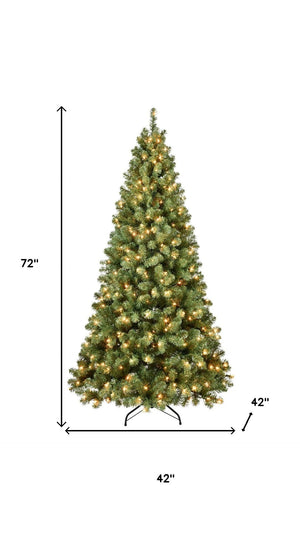 HomeRoots 7' Full Spruce Pre-Lit Christmas Tree with Warm LED Lights - Perfect Holiday Decor for Any Space 709824