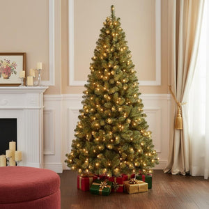 HomeRoots 7' Full Spruce Pre-Lit Christmas Tree with Warm LED Lights - Perfect Holiday Decor for Any Space 709824