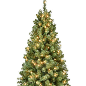 HomeRoots 9' Pre Lit Full Spruce Christmas Tree – Lush, Realistic Design with Warm LED Lights for Holiday Cheer 709826