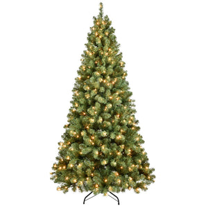 HomeRoots 9' Pre Lit Full Spruce Christmas Tree – Lush, Realistic Design with Warm LED Lights for Holiday Cheer 709826