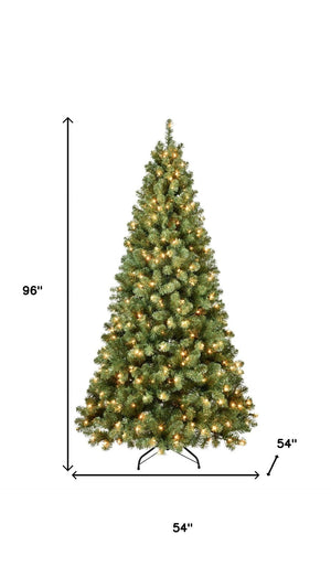 HomeRoots 9' Pre Lit Full Spruce Christmas Tree – Lush, Realistic Design with Warm LED Lights for Holiday Cheer 709826