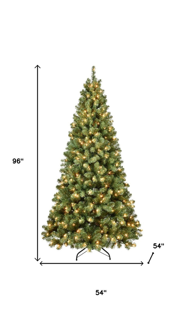 HomeRoots 9' Pre Lit Full Spruce Christmas Tree – Lush, Realistic Design with Warm LED Lights for Holiday Cheer 709826