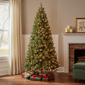 HomeRoots 6' Full Pre-Lit Spruce Christmas Tree with 650 Warm LEDs - Lifelike, Easy Setup & Sturdy Design 709827