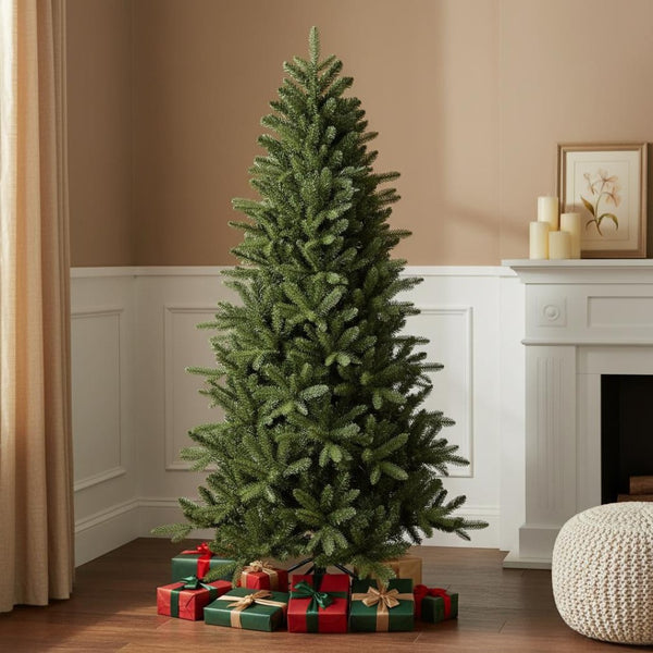 HomeRoots 6' Pre Lit Full Spruce Christmas Tree - Lifelike, Easy Assembly, LED Lights, Perfect Holiday Centerpiece 709828