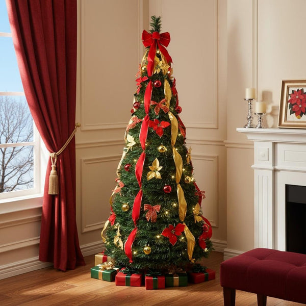 HomeRoots 4' Pre Lit Flocked Spruce Christmas Tree - Snowy Ambiance, Easy Setup, and Warm Lighting for Festive Joy 48 709830