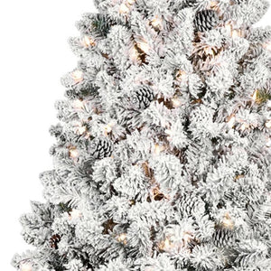 HomeRoots 4.5' Pre-Lit Flocked Spruce Christmas Tree - Snow-Kissed Elegance for Homes & Offices, Easy Setup! 709831