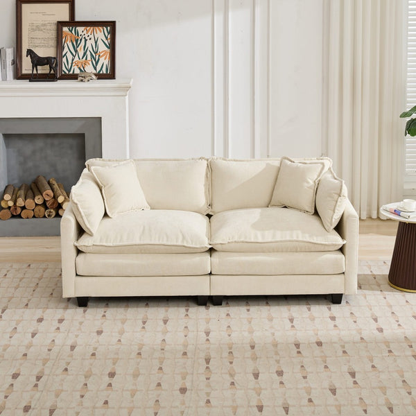 English Elm Cloud Modular Sofa Two Seat Chenille Upholstered Couch for Living Room Lounge Beige W1143P310491