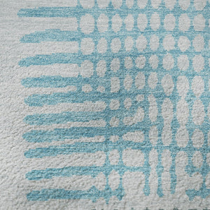 HomeRoots 8' X 10' Aqua Teal & Ivory Geometric Area Rug - Washable, UV Protected, Non-Slip, Easy Care Living Essential 709846