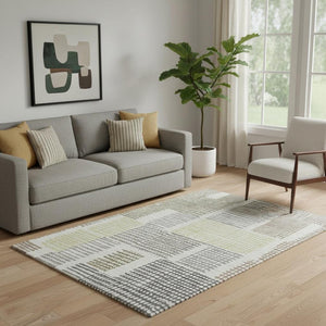 HomeRoots 8' Sand Brown and Ivory Geometric Round Rug - Washable, UV Protected, Stain Resistant for Busy Homes 709851