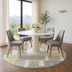 HomeRoots 8' X 10' Sand Brown & Ivory Geometric Area Rug with UV Protection - Washable, Stylish, Durable Design! 709852