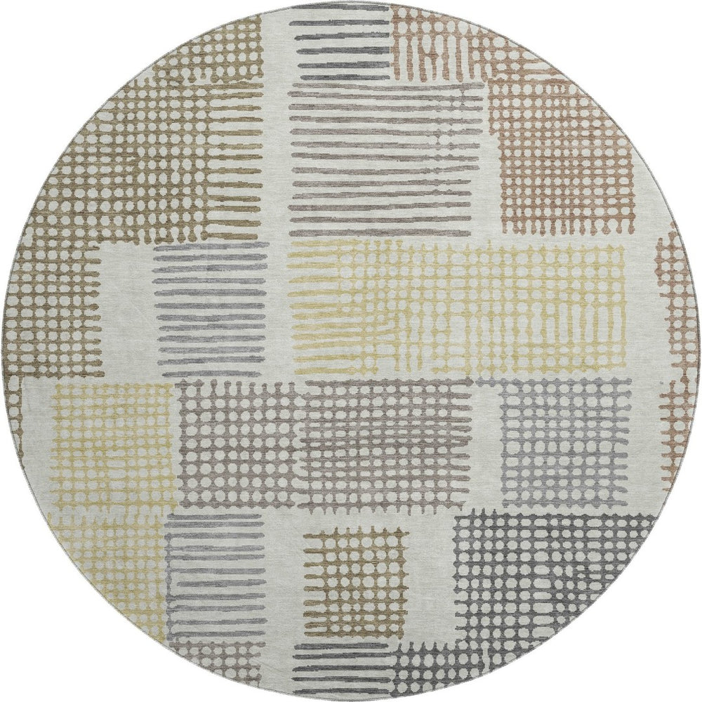 HomeRoots 8' X 10' Sand Brown & Ivory Geometric Area Rug with UV Protection - Washable, Stylish, Durable Design! 709852