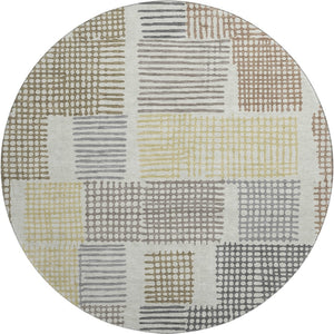 HomeRoots 8' X 10' Sand Brown & Ivory Geometric Area Rug with UV Protection - Washable, Stylish, Durable Design! 709852