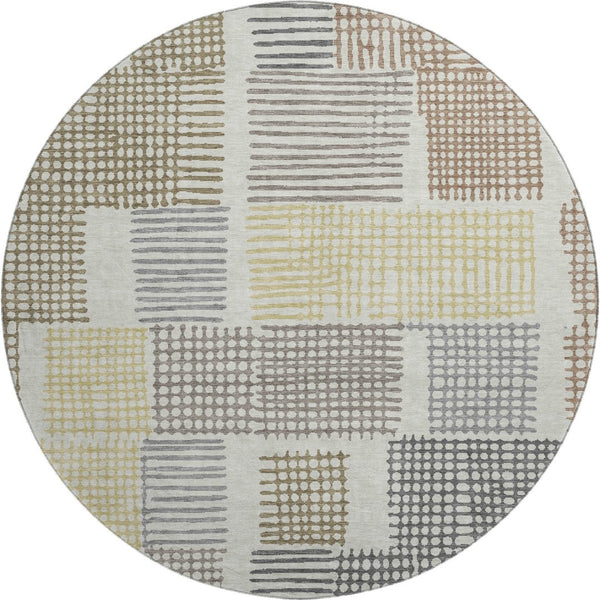 HomeRoots 8' X 10' Sand Brown & Ivory Geometric Area Rug with UV Protection - Washable, Stylish, Durable Design! 709852