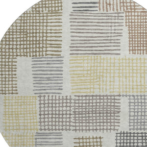 HomeRoots 8' X 10' Sand Brown & Ivory Geometric Area Rug with UV Protection - Washable, Stylish, Durable Design! 709852