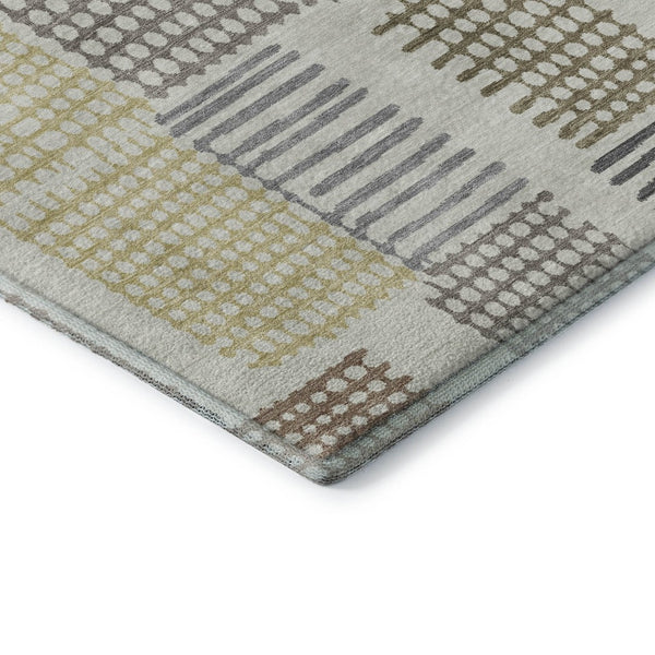 HomeRoots 9' X 12' Sand Brown Geometric Area Rug - Washable, UV-Protected, Durable for High-Traffic Homes 709853