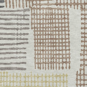 HomeRoots 9' X 12' Sand Brown Geometric Area Rug - Washable, UV-Protected, Durable for High-Traffic Homes 709853