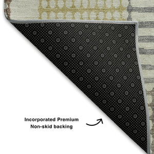 HomeRoots 10' X 14' Sand Brown & Ivory Geometric Washable Area Rug - UV Resistant, Stain-Resistant, Durable Design 709854