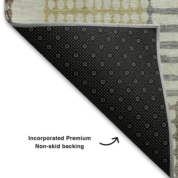 HomeRoots 10' X 14' Sand Brown & Ivory Geometric Washable Area Rug - UV Resistant, Stain-Resistant, Durable Design 709854