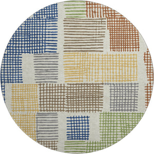 HomeRoots 8' X 10' Washable Area Rug in Beige, Blue & Green Geometric Design with UV Protection for Durability 709858