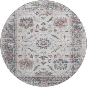 HomeRoots 8' X 10' Blush Ivory and Denim Blue Oriental Washable Area Rug with Stain Resistance & UV Protection 709864
