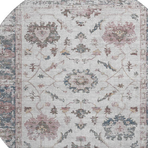 HomeRoots 8' X 10' Blush Ivory and Denim Blue Oriental Washable Area Rug with Stain Resistance & UV Protection 709864