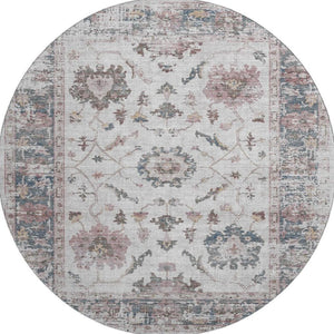 HomeRoots 8' X 10' Blush Ivory and Denim Blue Oriental Washable Area Rug with Stain Resistance & UV Protection 709864