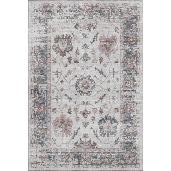 HomeRoots 10' X 14' Blush Ivory & Denim Blue Oriental Washable Rug – Stain Resistant, UV Protected, Stylish Home Decor 709866