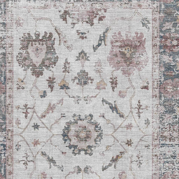 HomeRoots 10' X 14' Blush Ivory & Denim Blue Oriental Washable Rug – Stain Resistant, UV Protected, Stylish Home Decor 709866