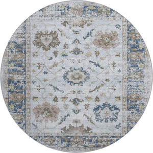 HomeRoots 8' X 10' Blue Gray & Taupe Washable Oriental Area Rug – Stain Resistant, UV Protected & Durable Design 709870