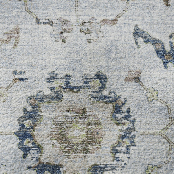 HomeRoots 8' X 10' Blue Gray & Taupe Washable Oriental Area Rug – Stain Resistant, UV Protected & Durable Design 709870