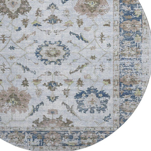 HomeRoots 8' X 10' Blue Gray & Taupe Washable Oriental Area Rug – Stain Resistant, UV Protected & Durable Design 709870