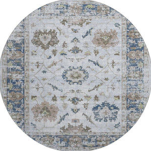 HomeRoots 8' X 10' Blue Gray & Taupe Washable Oriental Area Rug – Stain Resistant, UV Protected & Durable Design 709870