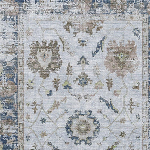 HomeRoots 10' X 14' Blue Gray & Taupe Washable Oriental Area Rug - Durable, UV Protected for Family Spaces! 709872