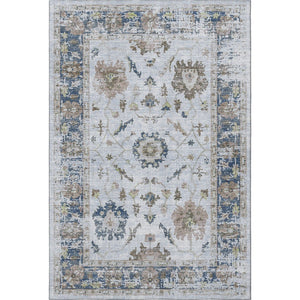 HomeRoots 10' X 14' Blue Gray & Taupe Washable Oriental Area Rug - Durable, UV Protected for Family Spaces! 709872