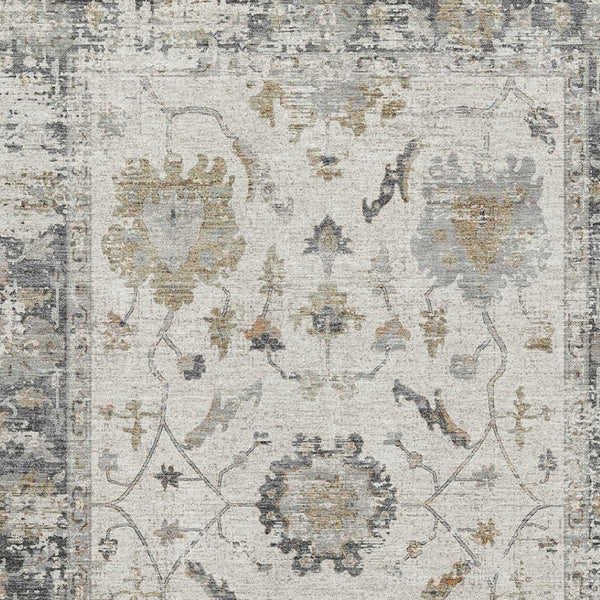HomeRoots 5' X 8' Ivory Taupe & Gray Oriental Area Rug - Machine Washable, UV Protected, Pet Friendly Charm 709874