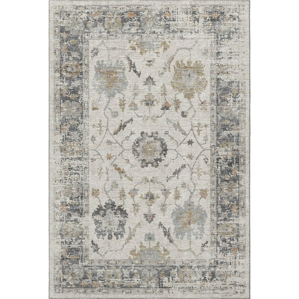 HomeRoots 5' X 8' Ivory Taupe & Gray Oriental Area Rug - Machine Washable, UV Protected, Pet Friendly Charm 709874
