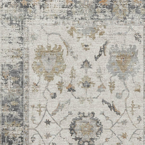 HomeRoots 8' Elegant Ivory Taupe Gray Round Rug - Washable, UV Protected, Stain Resistant, Family Friendly 709875