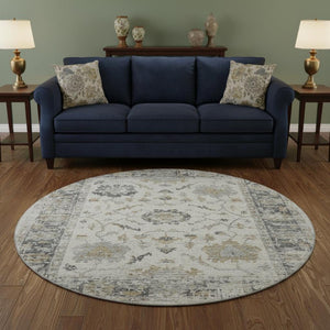 HomeRoots 8' X 10' Ivory Taupe Gray Oriental Washable Area Rug - Durable, Stain-Resistant, UV Protected Elegance 709876