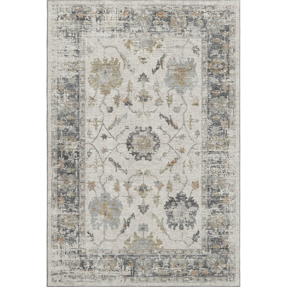 HomeRoots 9' X 12' Washable Ivory, Taupe & Gray Oriental Area Rug with UV Protection for Kids & Pets 709877