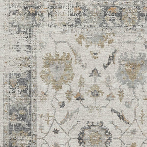 HomeRoots 9' X 12' Washable Ivory, Taupe & Gray Oriental Area Rug with UV Protection for Kids & Pets 709877