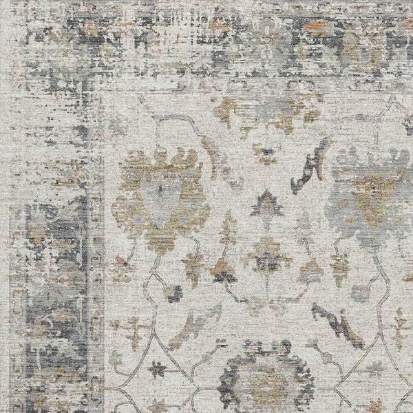 HomeRoots 9' X 12' Washable Ivory, Taupe & Gray Oriental Area Rug with UV Protection for Kids & Pets 709877