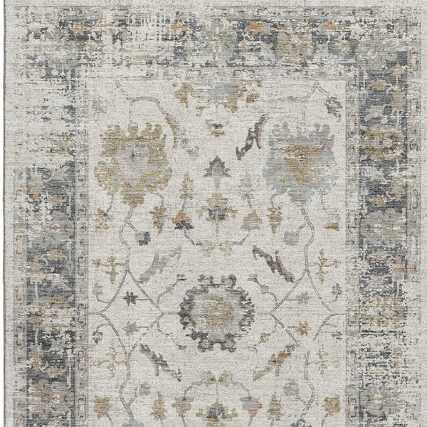 HomeRoots 9' X 12' Washable Ivory, Taupe & Gray Oriental Area Rug with UV Protection for Kids & Pets 709877